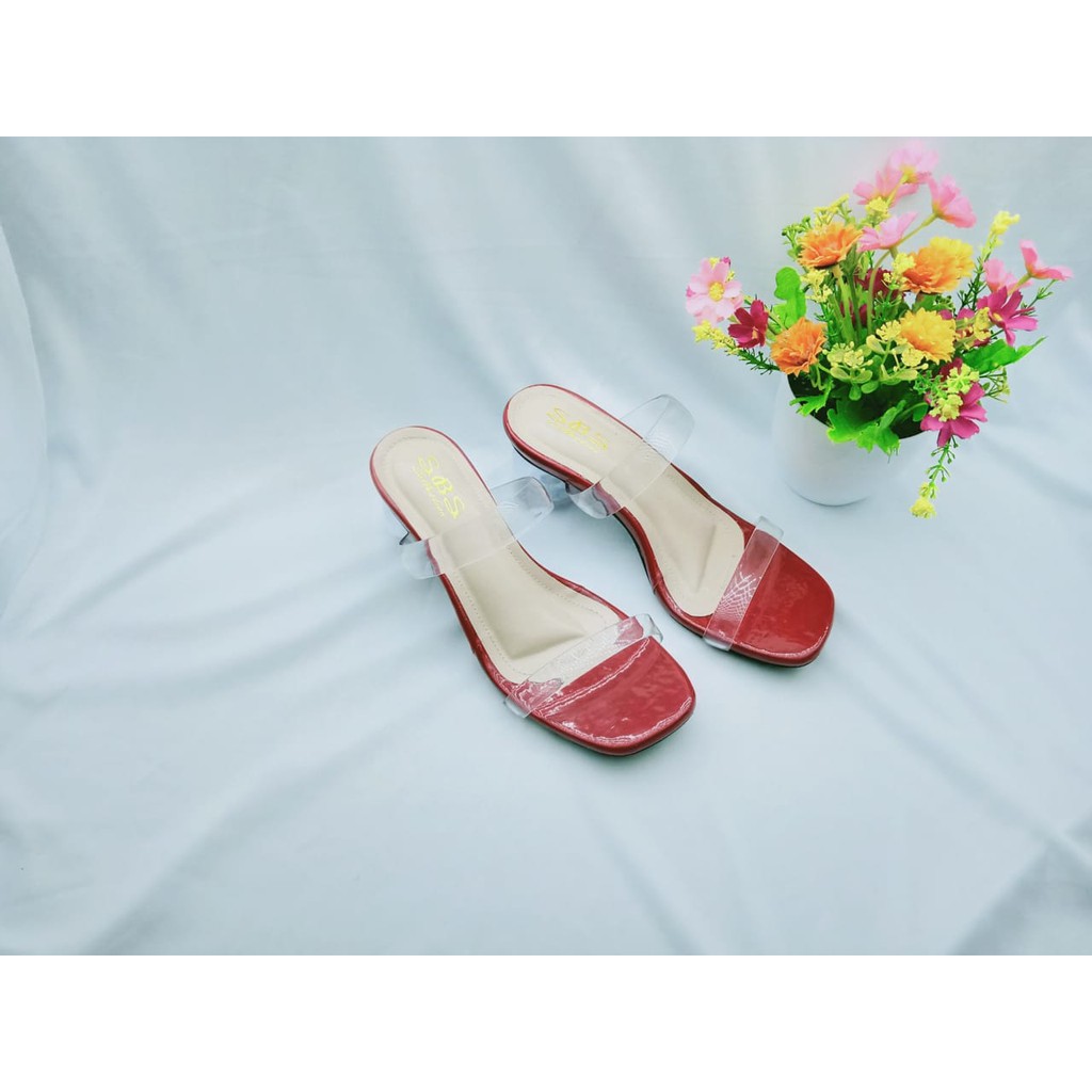 SANDAL WANITA HAK BULAT/ SANDAL BAN DUA JELI/ SANDALHAK BULAT BENING 5CM/ SBS collection