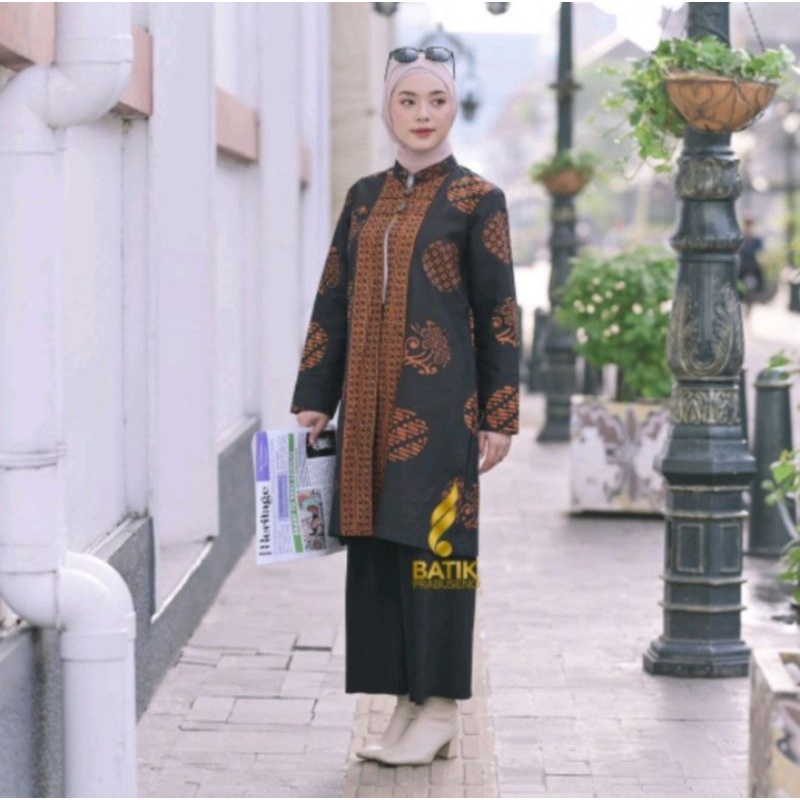 OUTER UTARI ATASAN BAJU BATIK WANITA LENGAN PANJANG ORIGINAL PRABUSENO MODERN PREMIUM JUMBO BIG SIZE