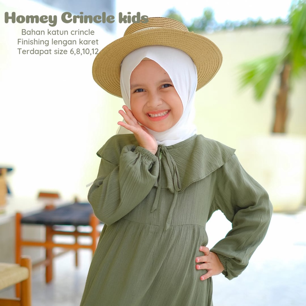 Gamis Anak Perempuan Polos Homey Anak Crincle Premium Gamis Anak Crinkle