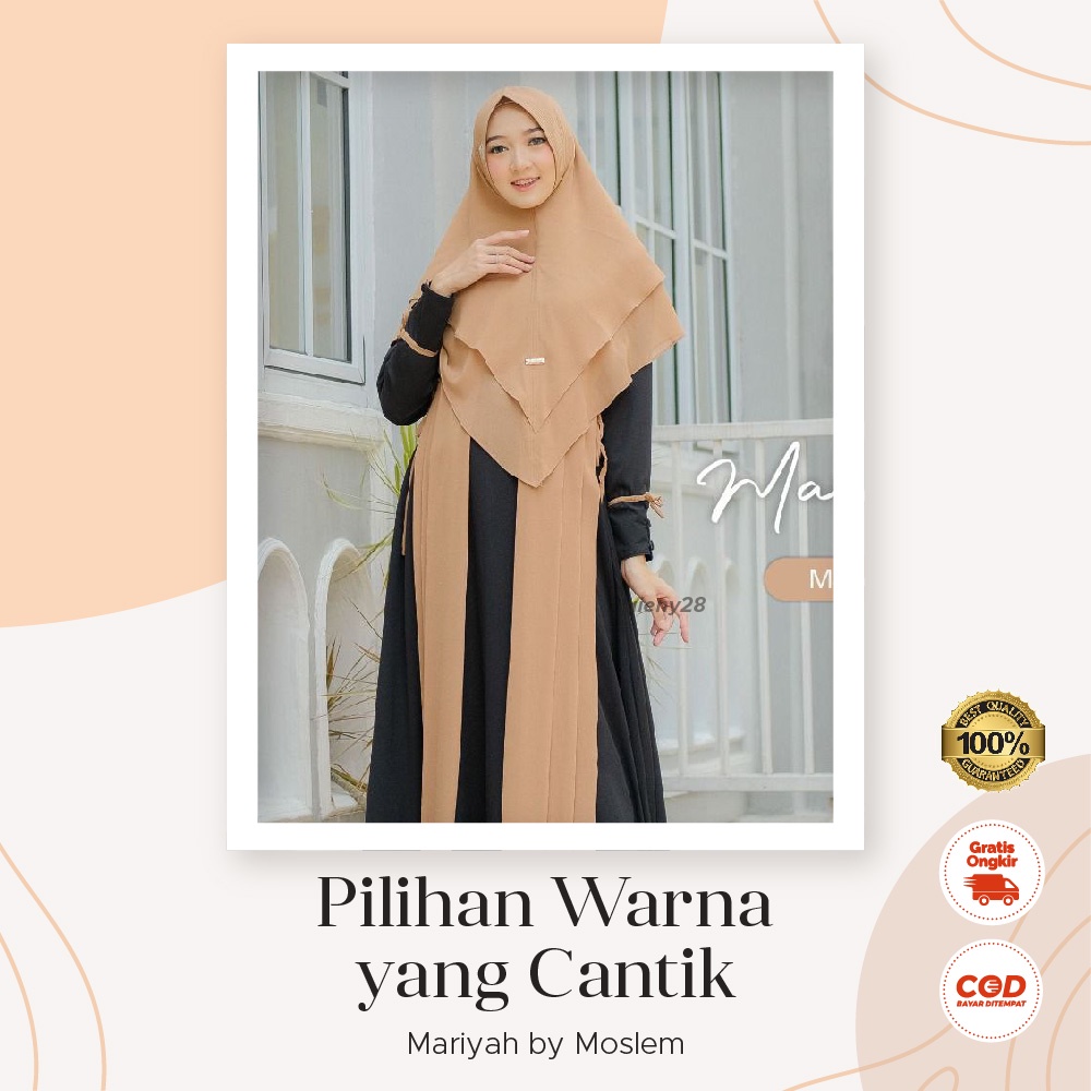 GAMIS SYARI SET KHIMAR MARIYAH BY AS MOSLEM BAJU DRESS WANITA FASHION MUSLIM BAHAN CREPE PREMIUM - A