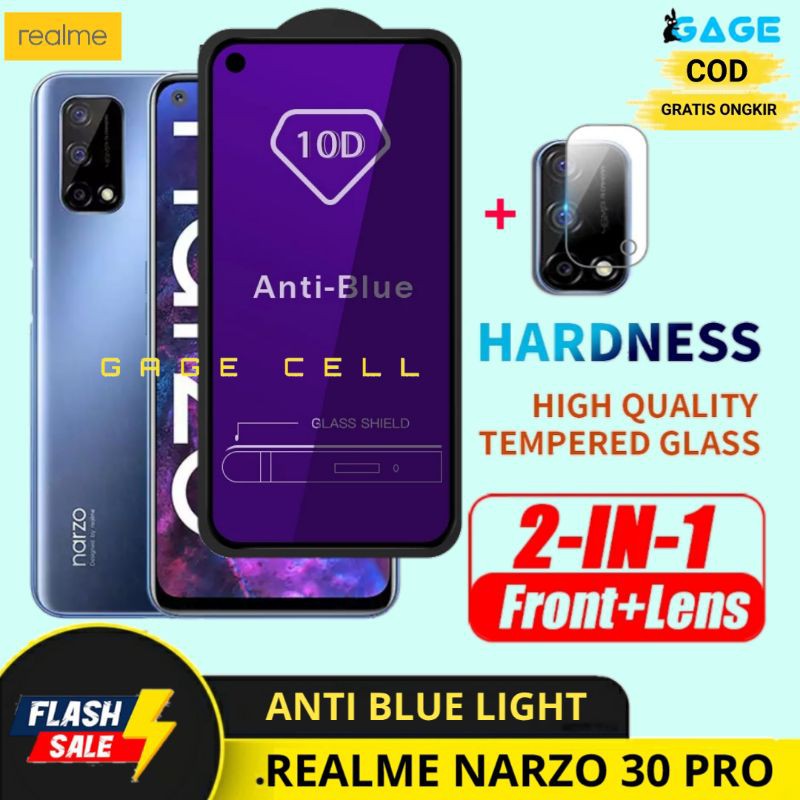 2IN1- TEMPERED GLASS ANTI BLUE LIGHT REALME NARZO 30 PRO TG ANTI GORES RADIASI NARZO 30PRO PREMIUM