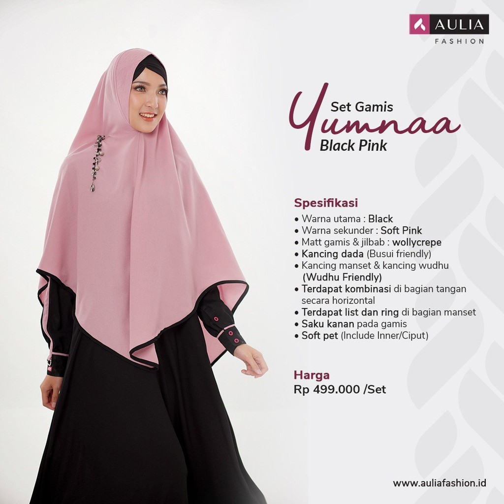 Gamis Aulia Yumna Black Pink