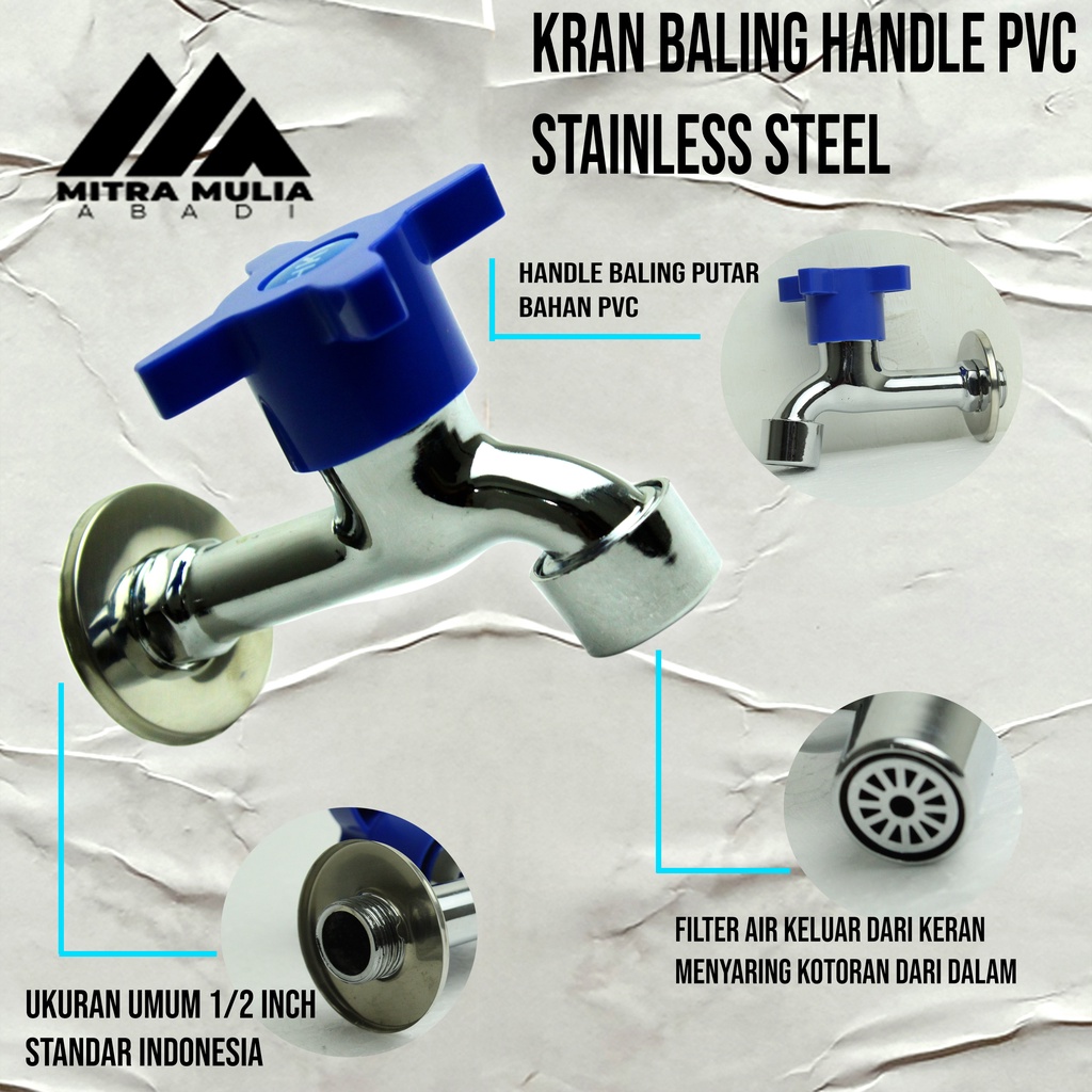 Kran Taman Tembok Baling stainless 1/2 inch