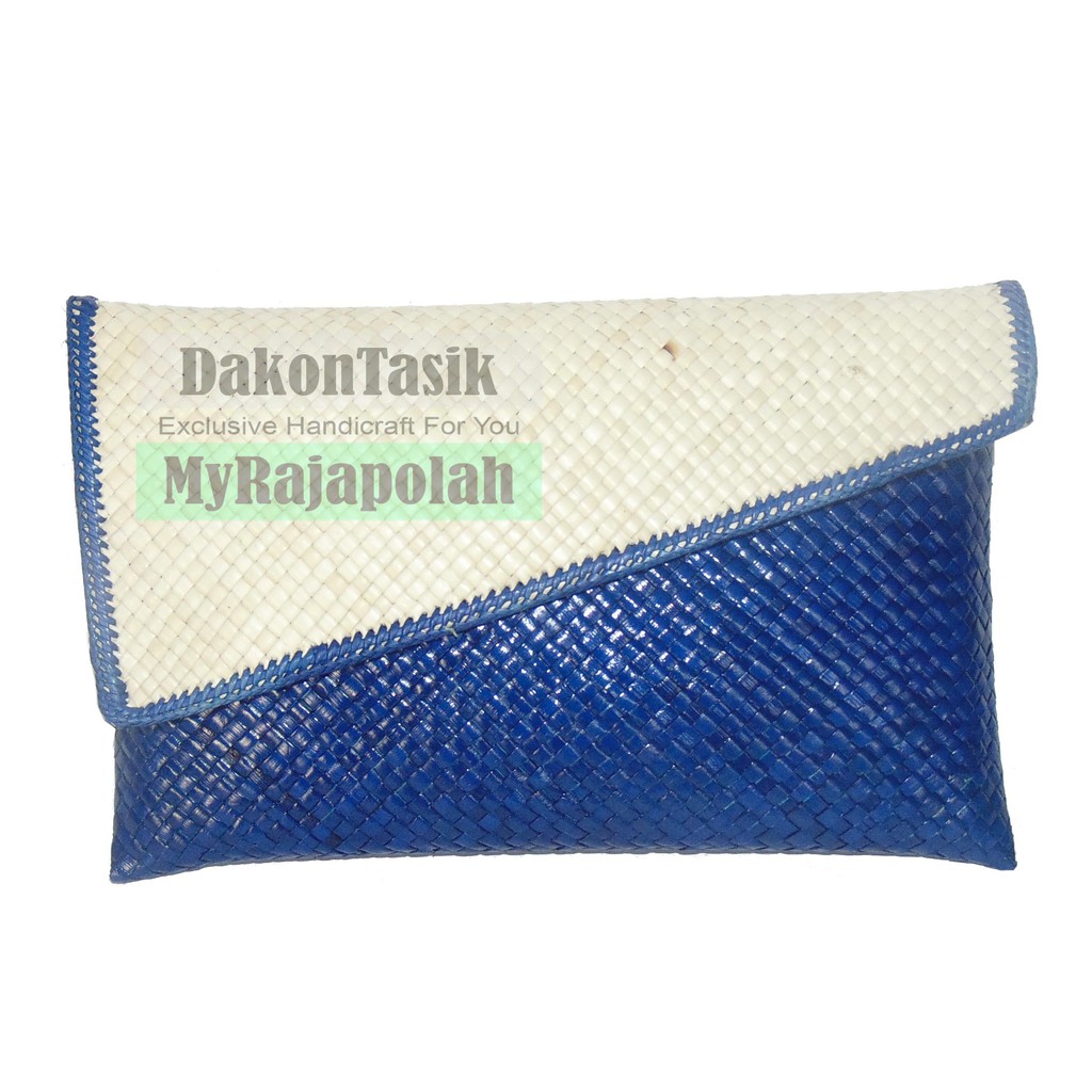 Dakon Tasik - Clutch Dompet Pesta Anyaman Pandan Model Miring Size M 27 x 16 cm