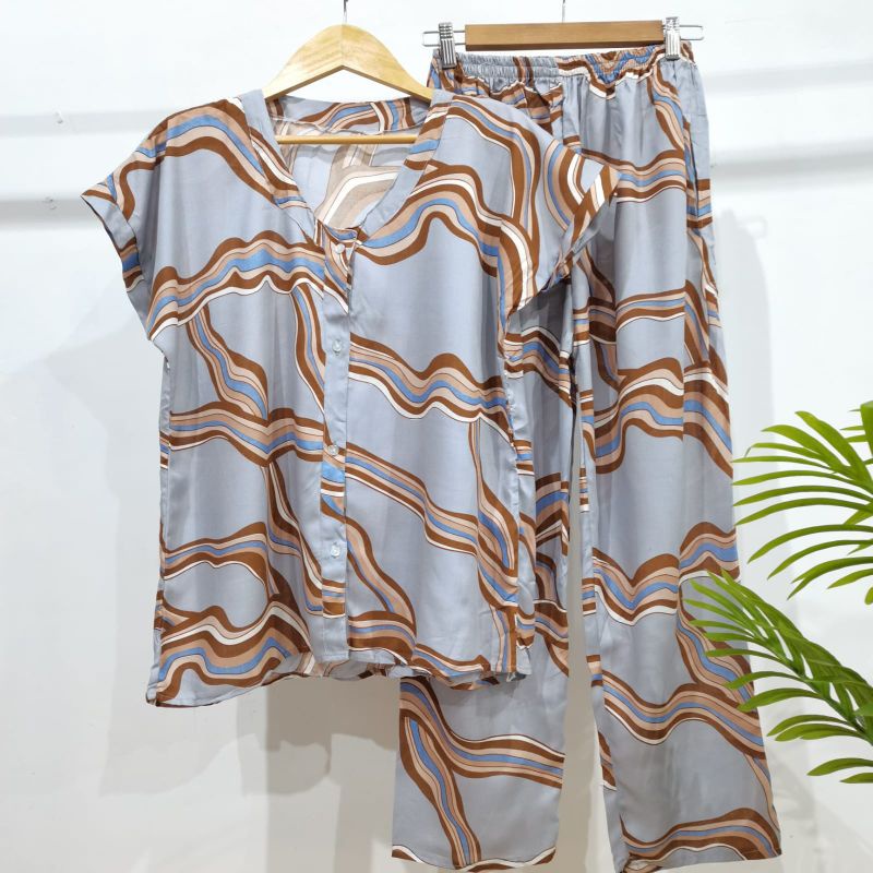 PIYAMA KANCING HITS PIYAMA KANCING BUSUI | PIYAMA RAYON | HOMEWEAR-Nk 19