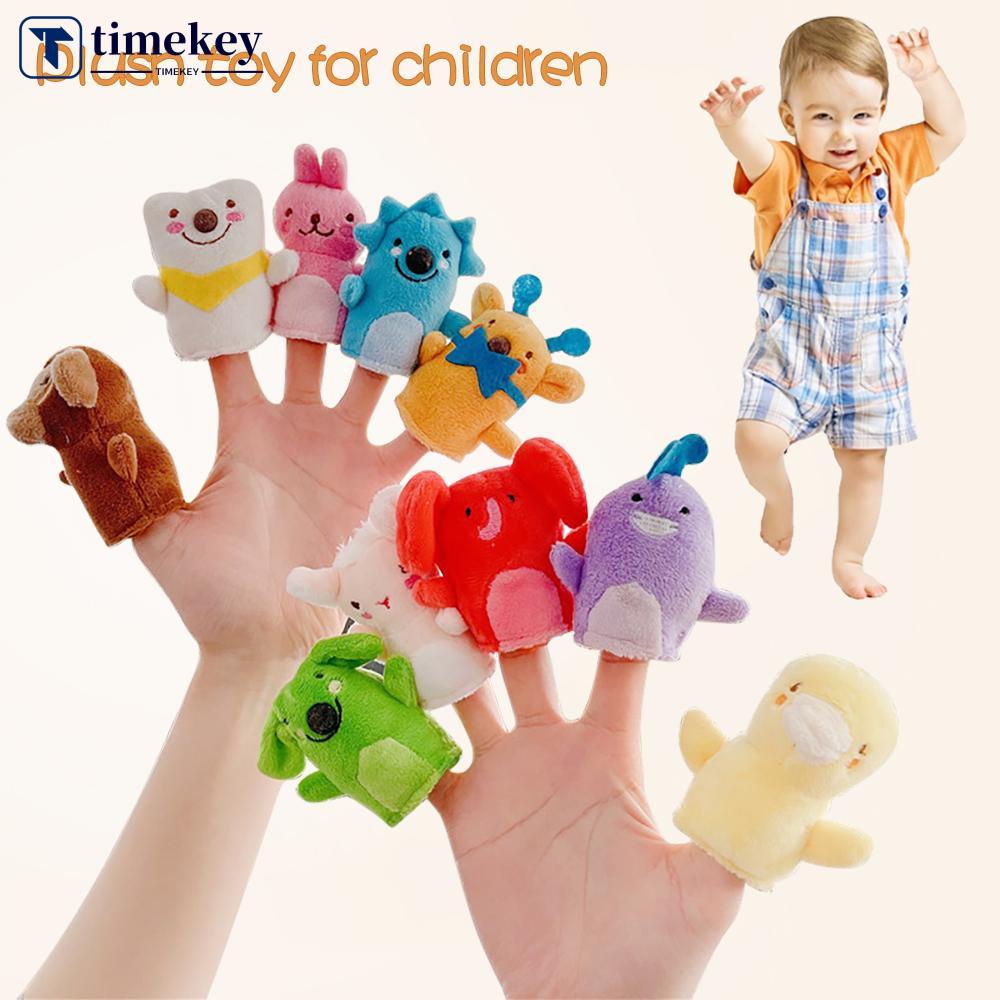 Timekey Mainan Boneka Jari Puppet Plush Kartun Hewan Mini Untuk Edukasi Anak E2X9