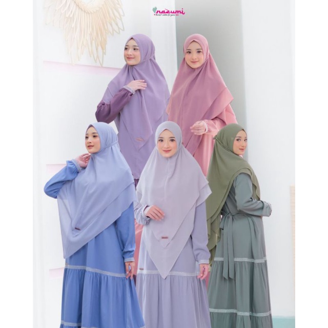 Salmira Couple Mom and Kids gamis set Hijab by Nazumi Sarmila