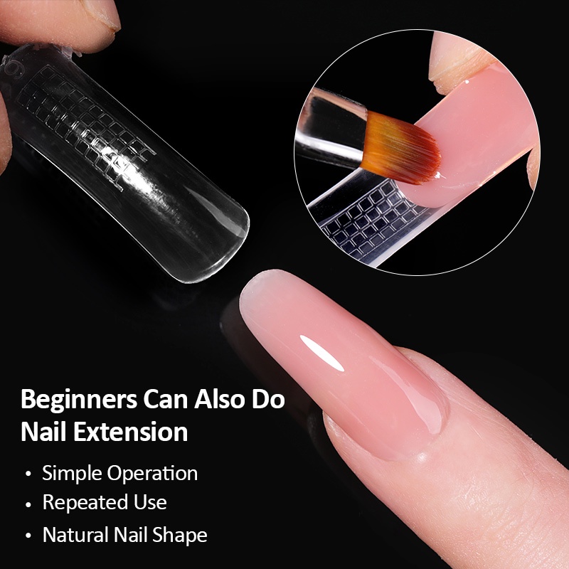 60pcs / Kantong Cetakan Extension Kuku Full Cover Untuk Kutek Gel UV