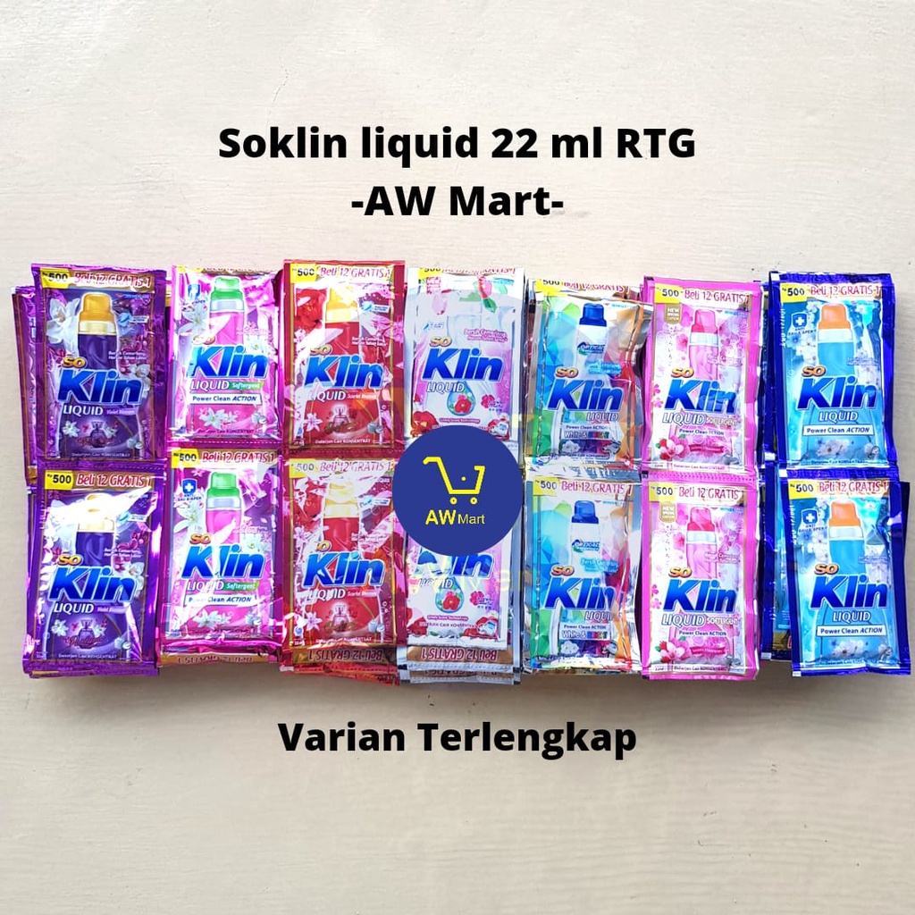 [PER DUS/10 RTG] 22ml Deterjen Cair Soklin Liquid RENCENG KARTON SACHET RENTENGAN 22ml  PER KARTON (DARI PABRIK LANGSUNG) - 12 pcs - Rp 500