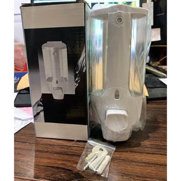 Single Dispenser Sabun Cair List Putih 350ml Key Lock