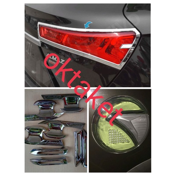 paket garnish belakang outer handle tank cover Wuling Almaz hitam chrome