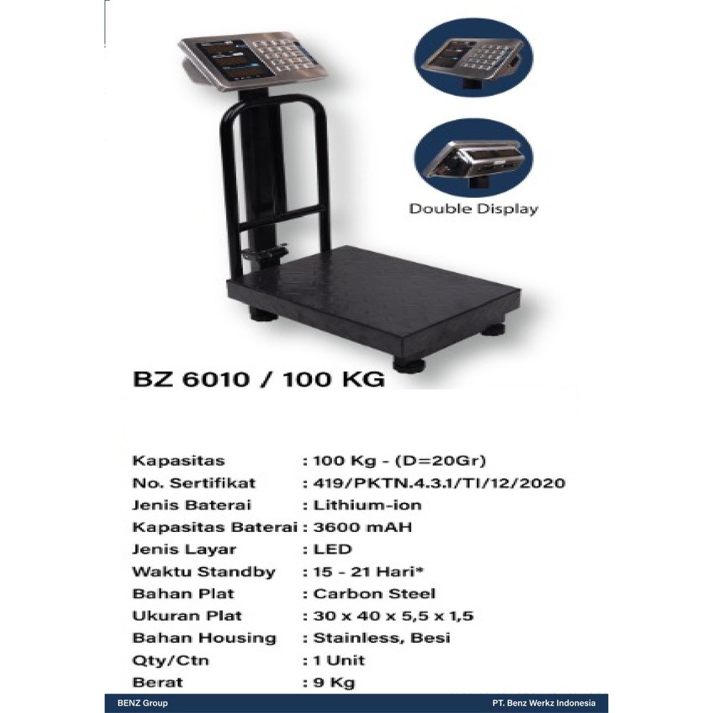 Timbangan Duduk Digital / Timbangan Paket Sembako 100 kg BENZ 6010