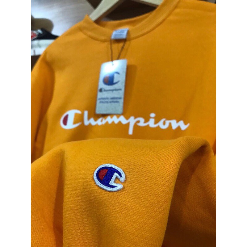 100% ORIGINAL CMT CREWNECK CHAMPION SCRIPT LOGO YELLOW