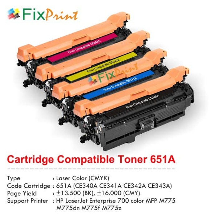 Cartridge Toner Compatible HP 651A CE340A CE341A CE342A CE343A M775dn