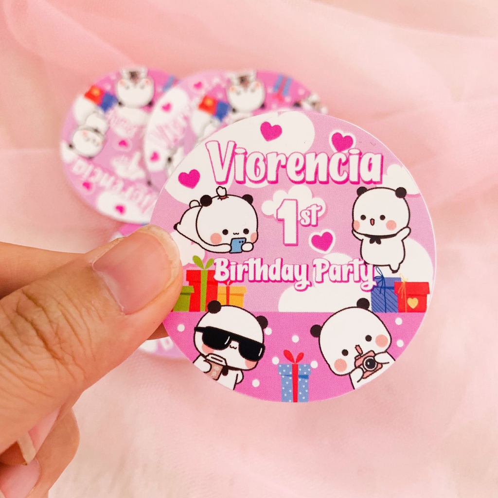 

Panda Cute Sticker Birthday Pudding / Tumpeng / Bento / Souvenir / Hampers / Sticker Ulang Tahun