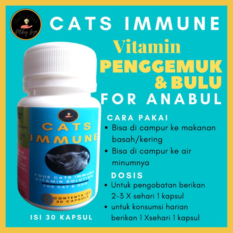 cats immune vitamin kucing gemuk dan bulu rontok lebat nafsu makan daya tahan tubuh 30 kapsul