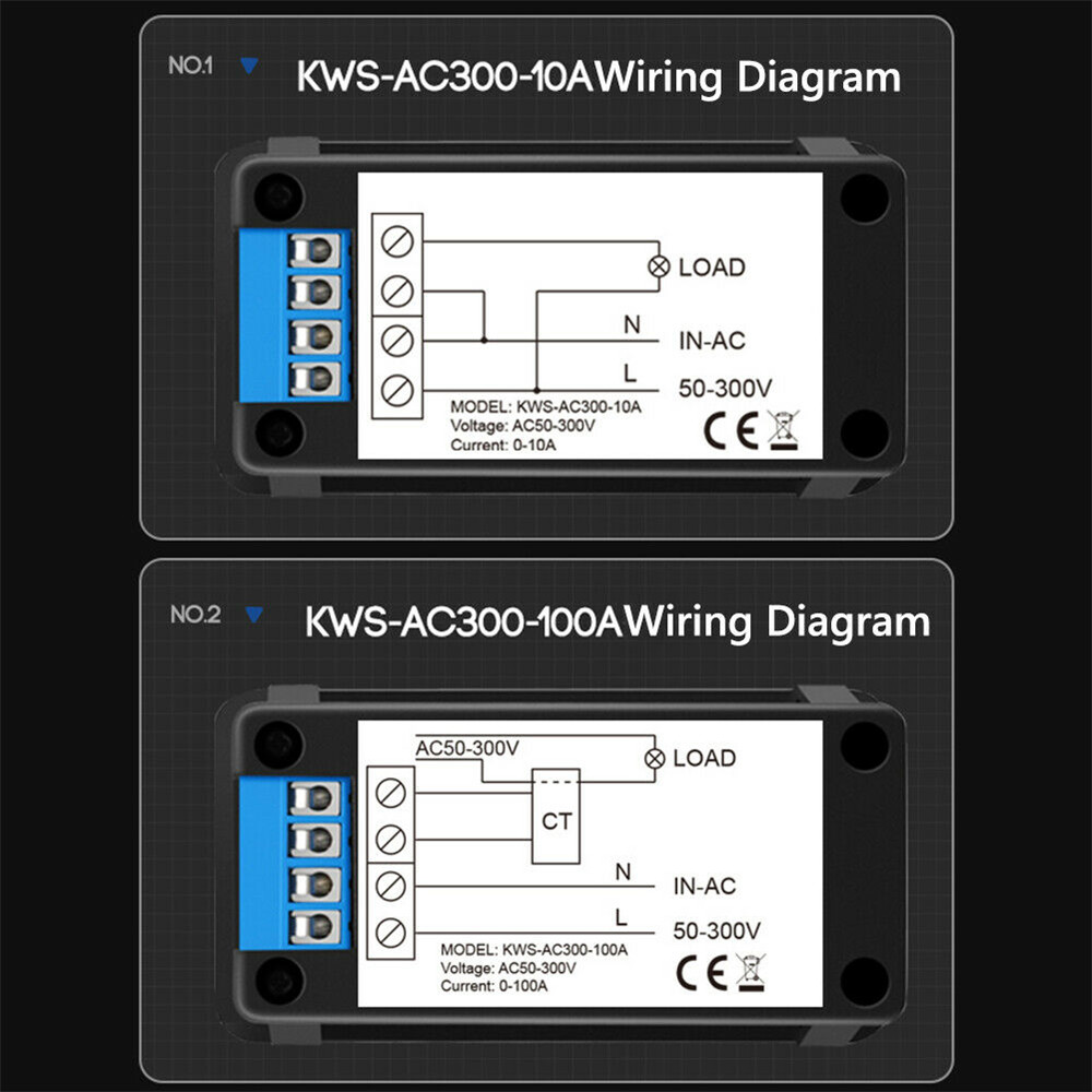 6 In 1 KWS-AC300 Trafo built-in Digital Voltmeter Current Power Temperature Energy Layar Lcd Warna Tegangan AC 50-300V Untuk Alat Elektronik