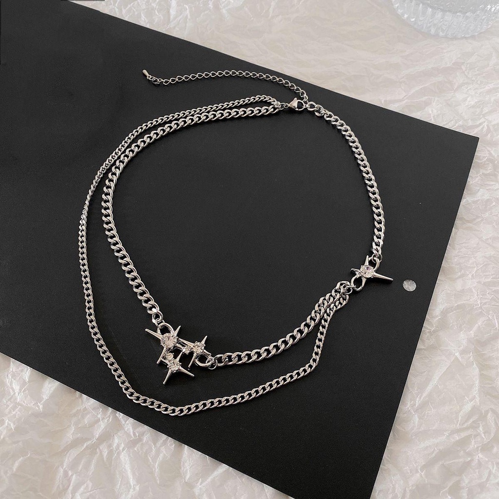 Mxbeauty Korea Style Kalung Perempuan Rantai Klavikula Hip-hop Rantai Tebal Starburst Sweater Rantai Pria Kalung Bintang Kalung