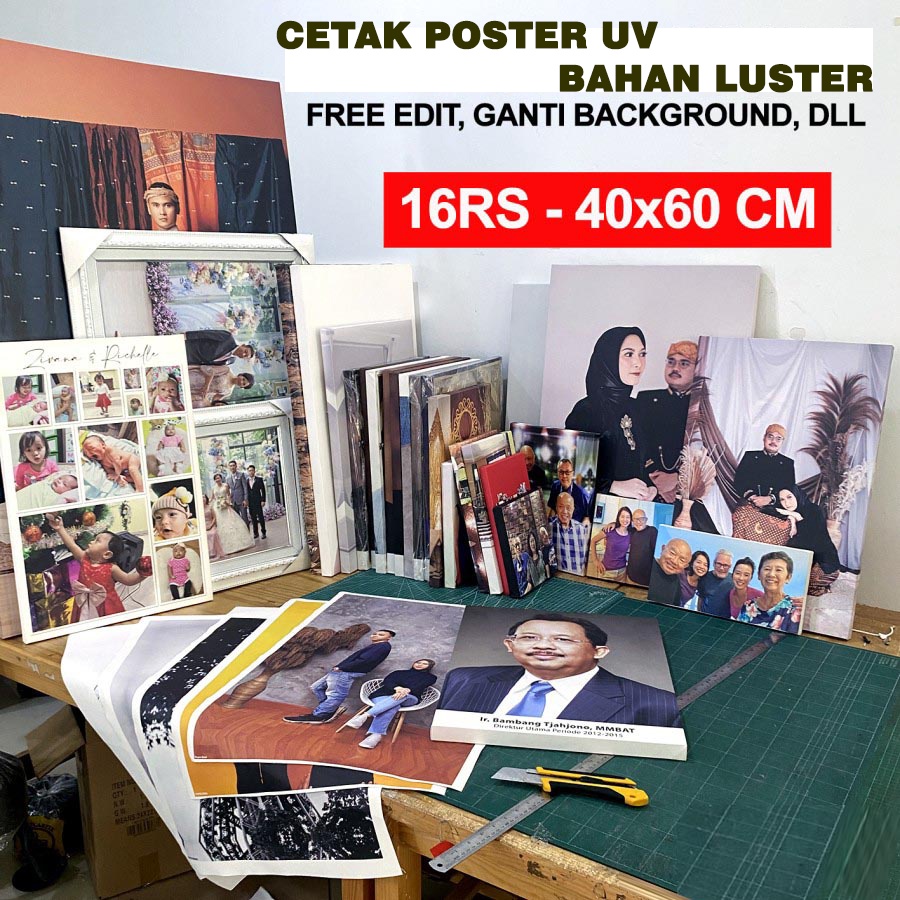 CETAK FOTO 40x60 20R PLUS BINGKAI FRAMLES FULL LIST MENGKILAP BENING ANTI AIR ads