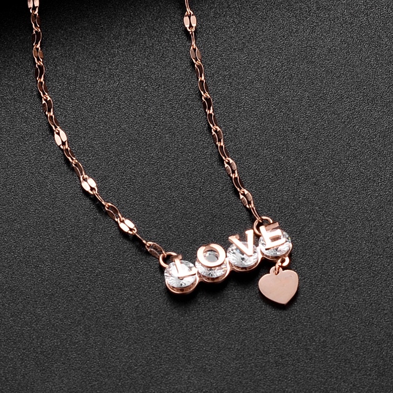 kalung titanium dewasa cantik Asli stainless steel motif love hati