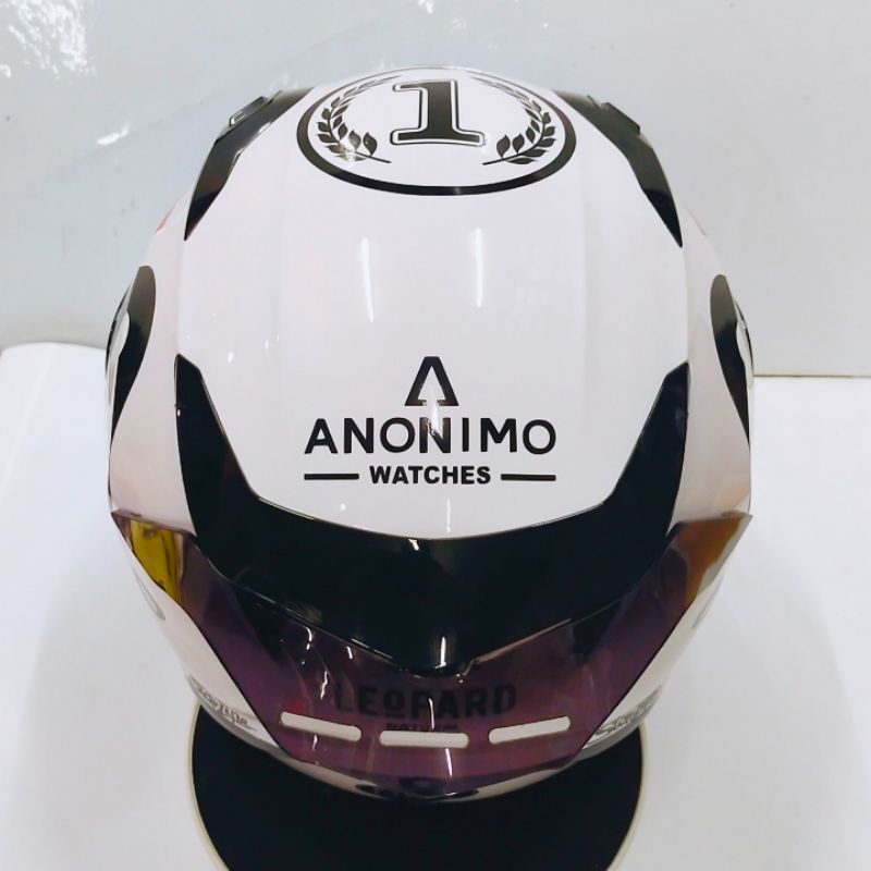 Helm Full face KYT R-10 solid white Leopard Modif Paket ganteng (Original)-3