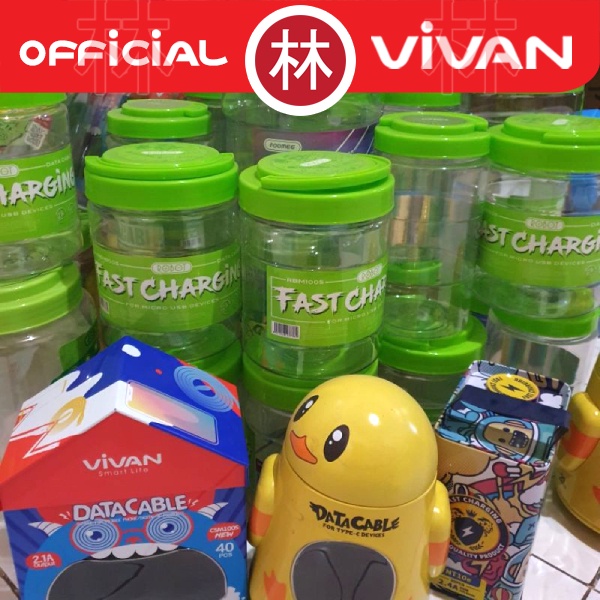 Toples Kaleng Kosong Bekas Kabel / Charger / Earphone - Vivan Robot