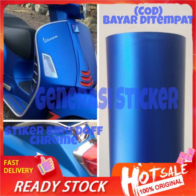 Stiker skotlet metalik krom doff biru tua skotlet motor scotlite motor Sekotlet motor