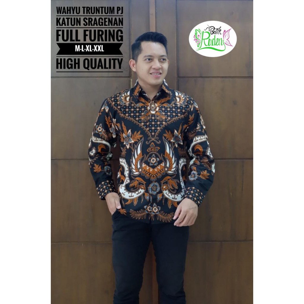 WAHYU TRUNTUM Kemeja Batik Pria Full Furing Katun Sragenan