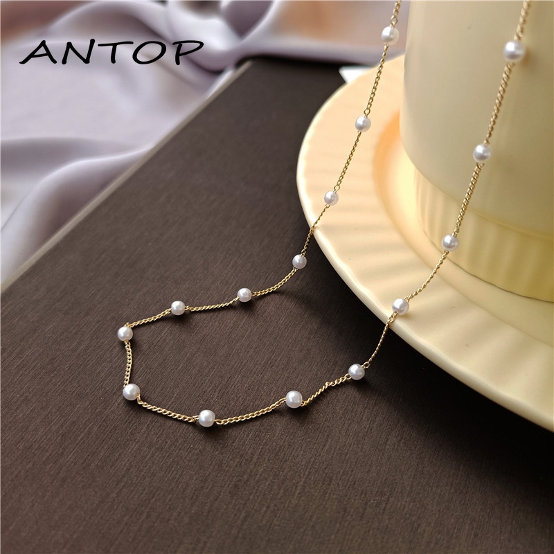 Adjustable Fashion Classic Clavicle Pearl Necklace Exquisite Gold Necklace ANTOP