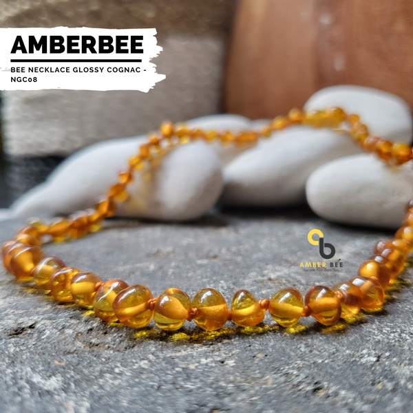 Kalung Amber Anak Premium Glossy Cognac NGC08