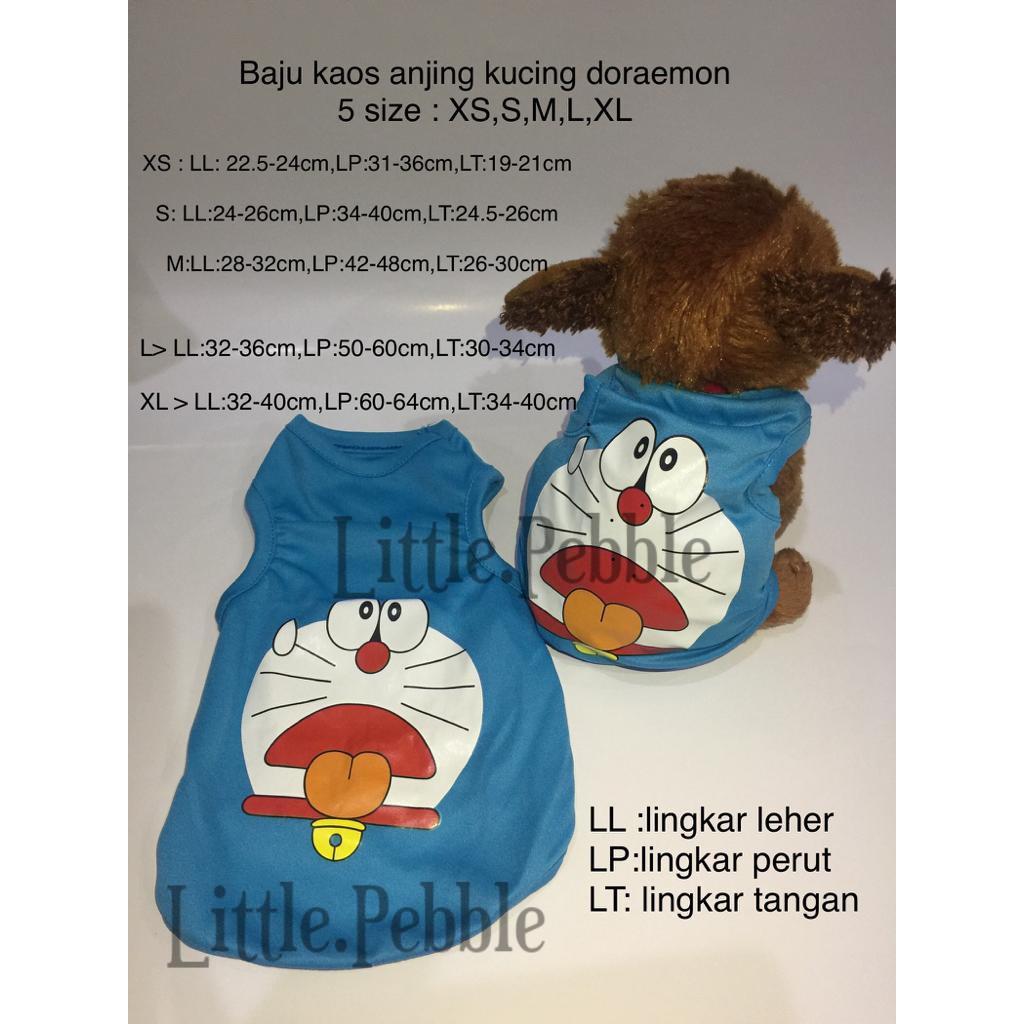 BAJU KAOS ANJING KUCING MUKA DORAEMON-5 VARIASI UKURAN