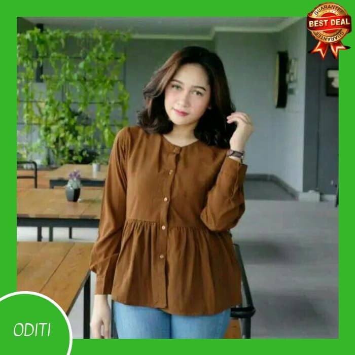 Baju Blouse Wanita Lengan Panjang 223 - Baju Atasan Wanita 223 - Kuning