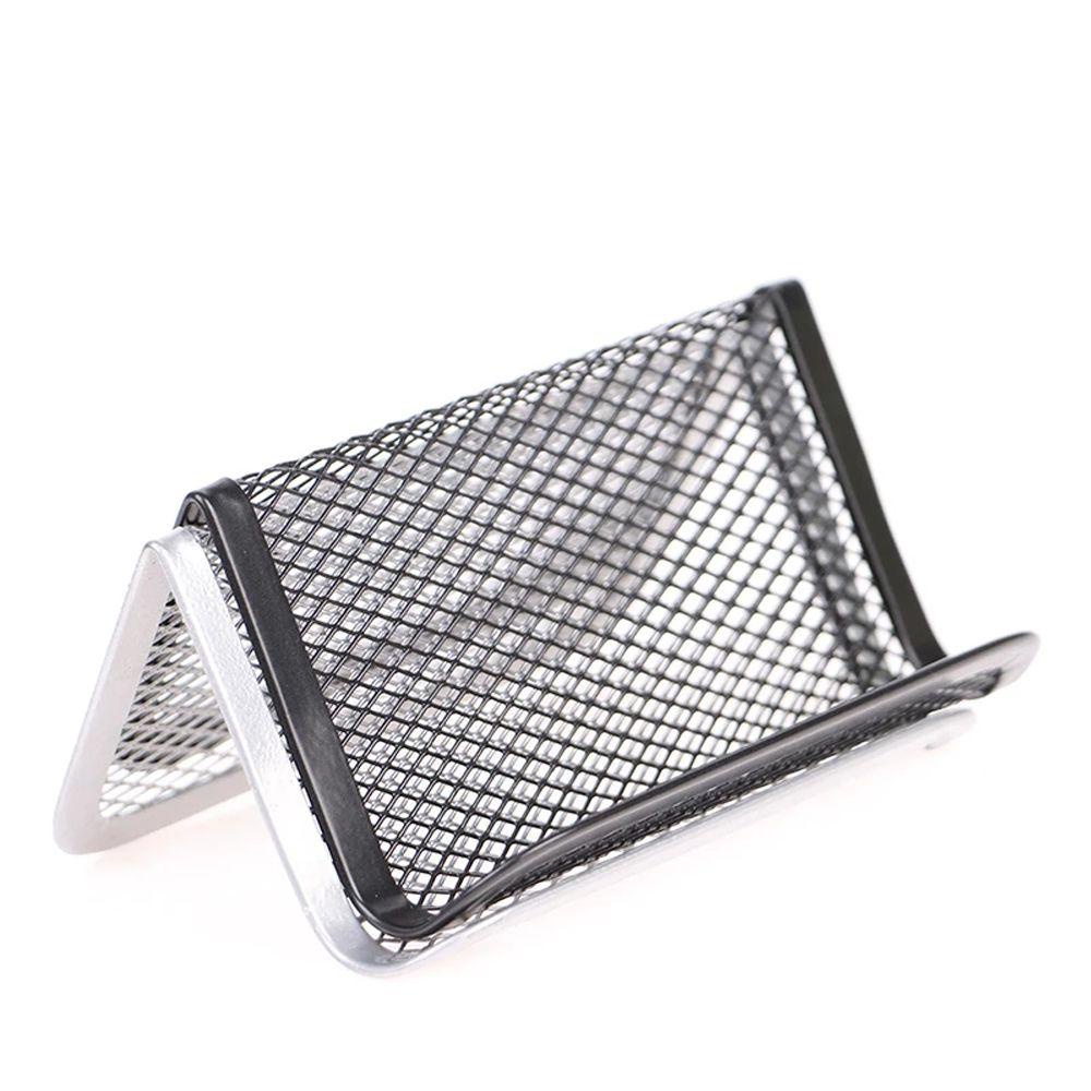 Nickolas1 Holder Kartu Nama Perlengkapan Kantor Hollow Card Memo Clip Holder Hitam Silver Stand Penyimpanan Meja Stand Pajangan Kartu Meja Rumah