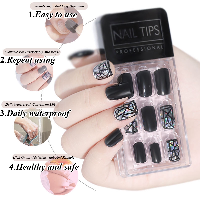 30 Pcs/box Kuku Palsu Full Cover 12 Desain Campur Reusable Detachable Untuk Dekorasi Nail Art