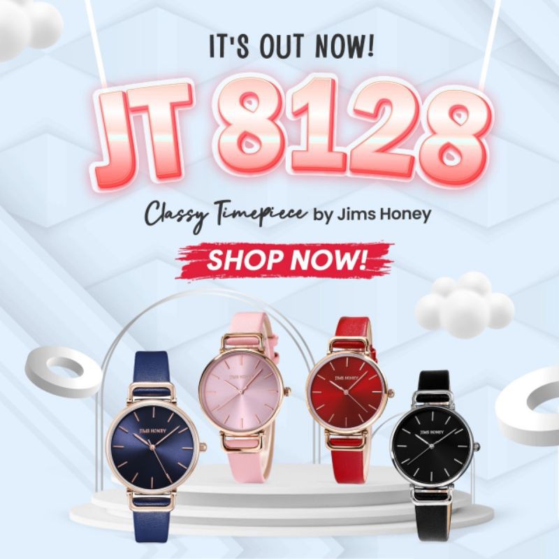 Jims Honey Time Piece 8128 Watch Jam Tangan Kulit Wanita Merah Navy Hitam Pink Kecil Mini Murah Ori