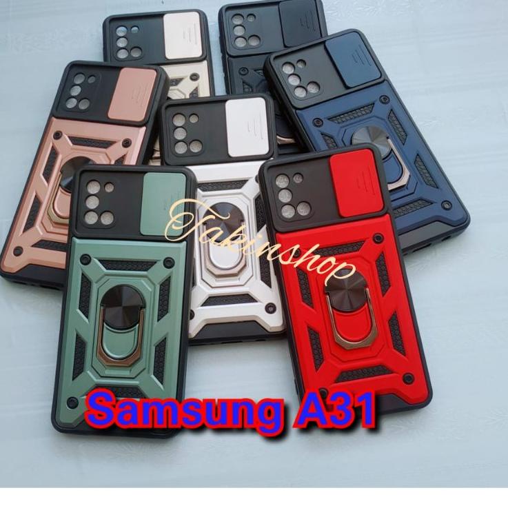 Case Robot Samsung A10S A12/M12 A20/A30 A31 A22 4G M22 M32 slide Protect Kamera + Ring