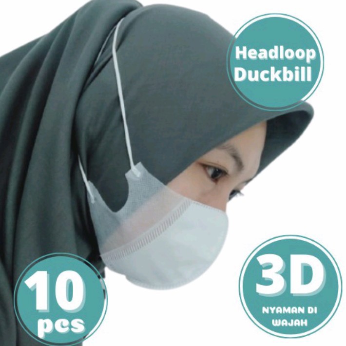 Masker Duckbill Hijab Masker Duckbill Headloop Masker Earloop Duckbil 3D ISI 50