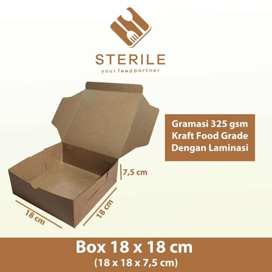 kotak nasi 18x18 cm TEBAL 325 gsm / catering box / dus nasi 18x18