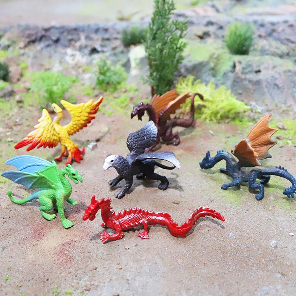 R-flower 6PCS / Set Miniatur Naga / Burung Phoenix / Griffin / Loong / Phoenix Untuk Dekorasi Micro Landscape / Hadiah