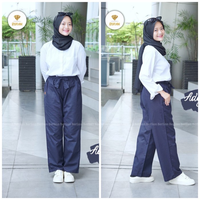 (BISA COD) Celana Kulot Anak Perempuan Remaja/Tanggung sz 14-18 th Fayolla Kulot - Navy, 18