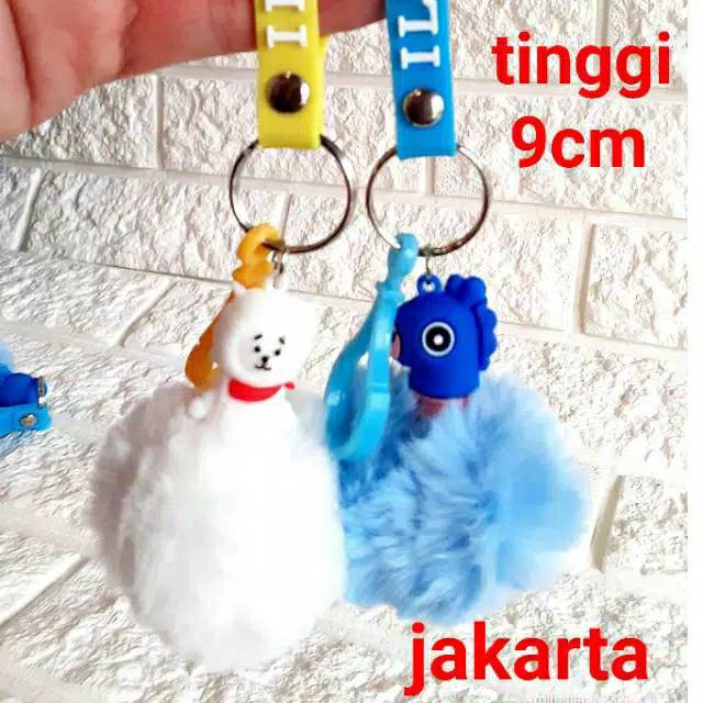 grosir  GANTUNGAN TAS KUNCI BT21 ATAU BTS POM POM KARET