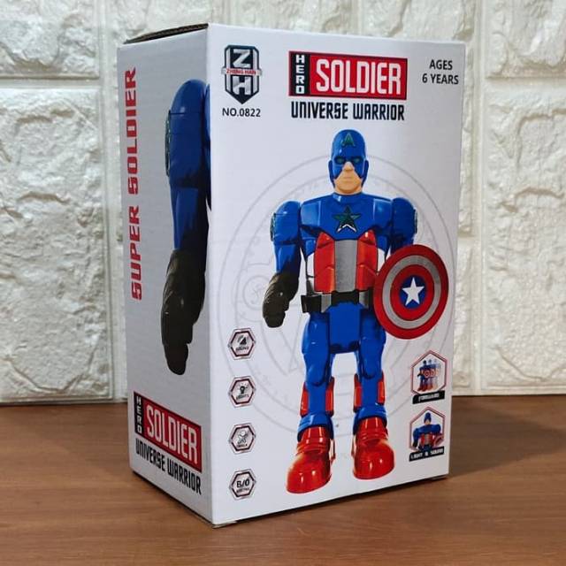 Mainan Robot Captain America Bisa Jalan &amp; Suara Anak Edukatif