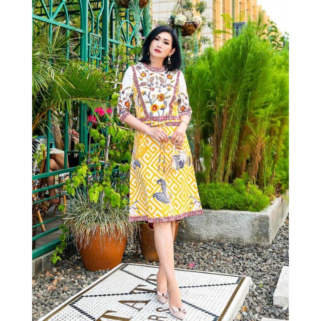 scarlet yellow dress