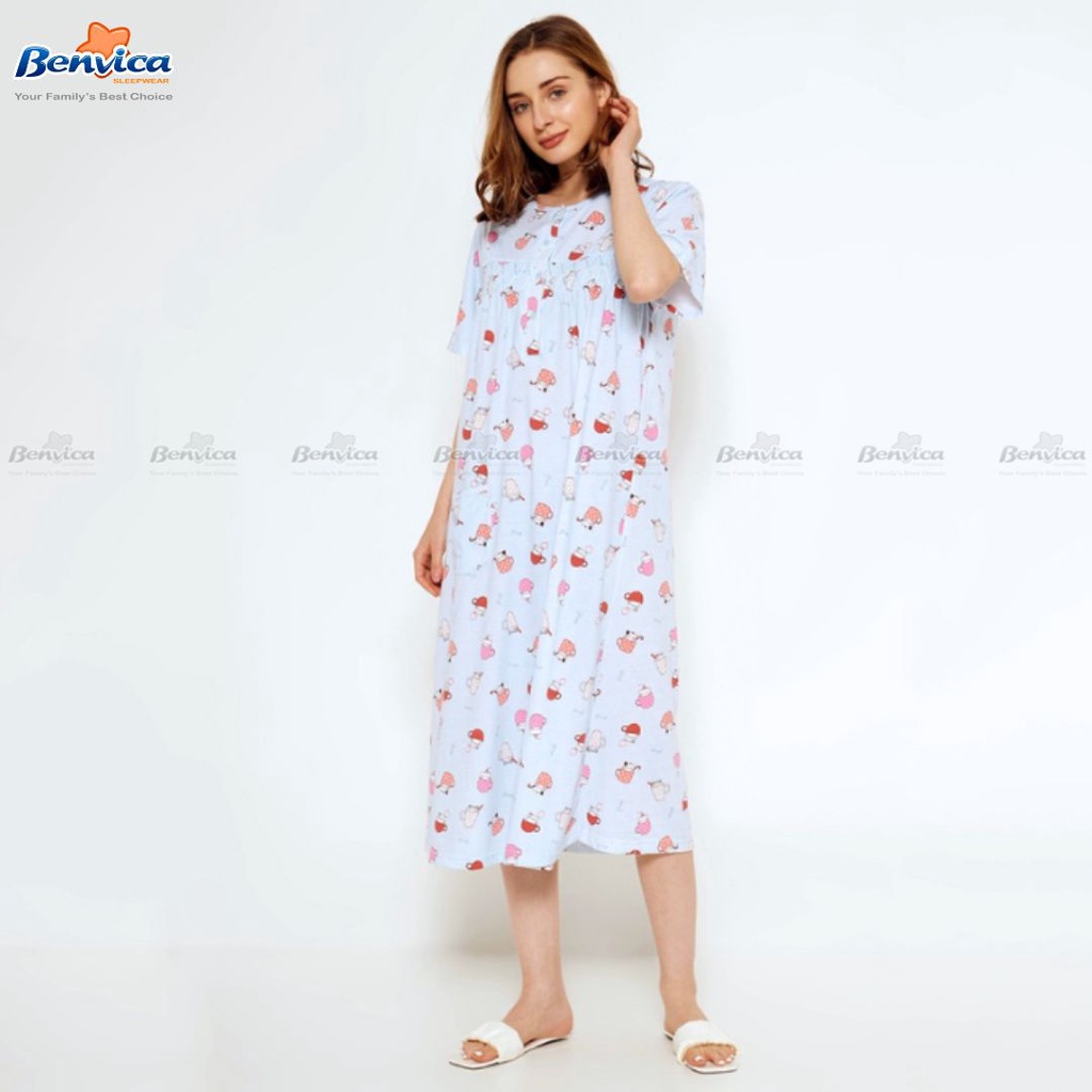 BAJU TIDUR DASTER PANJANG KAOS KATUN GREET ALL SIZE