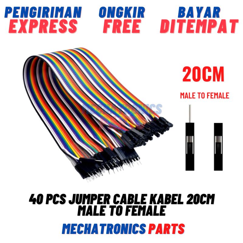 40PCS JUMPER CABLE KABEL 20CM MALE TO FEMALE DUPONT