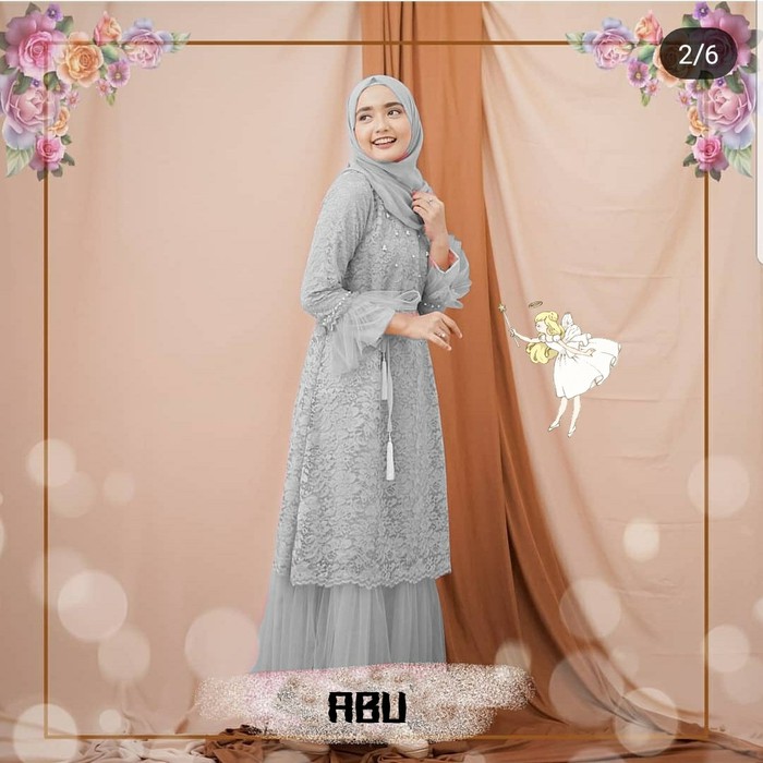 Hot Alg- Gamis Aprilia Abu Gamis Brukat Tulang Gamis Pesta Kondangan |