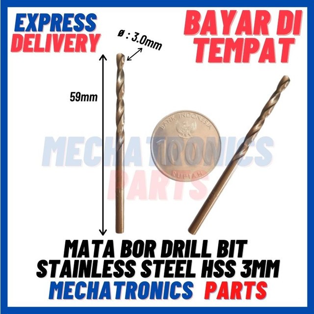 [PAS-9593] MATA BOR DRILL BIT STAINLESS STEEL HSS 3MM