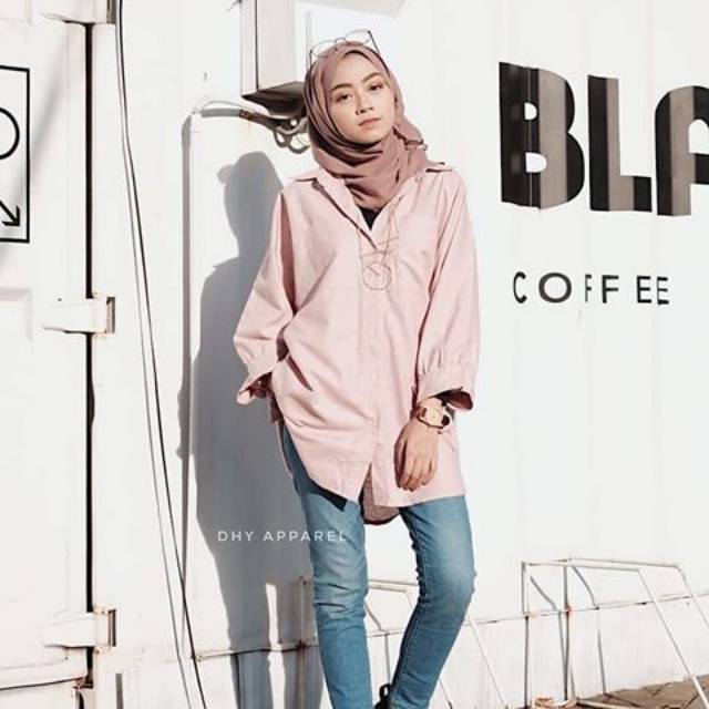 style hijab kemeja oversize