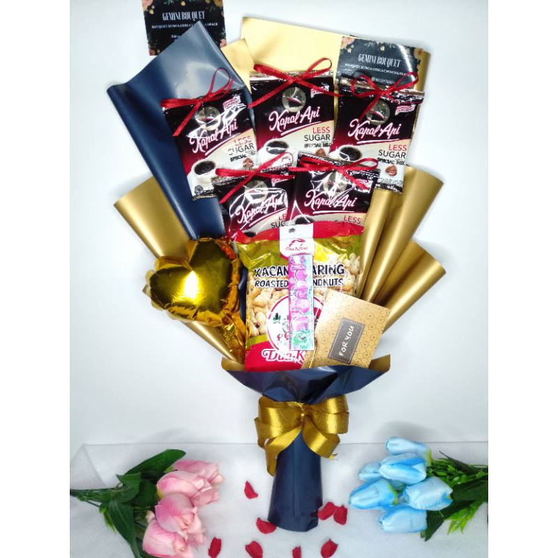 Buket Kopi, buket wisuda, buket cowok, buket hadiah, buket ultah, buket snack, gift, hadiah, valenti