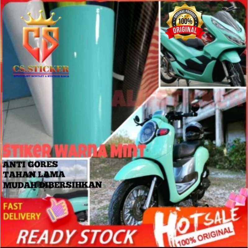 Sticker Skotlet  motor mobil Hijau Mint Skotlet Motor Warna Hijau Mint Glossy Scothlite Hijau Mint s